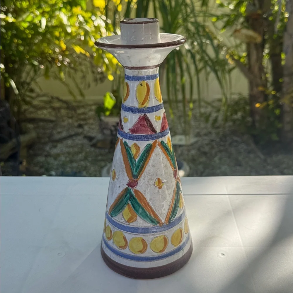 Vintage Italian Ceramic Candlestick Fratelli Fanciullacci Company, made in Italy
